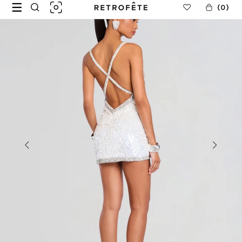Retrofete Silver-White Sequin Mini Dress - Picture 2 of 3